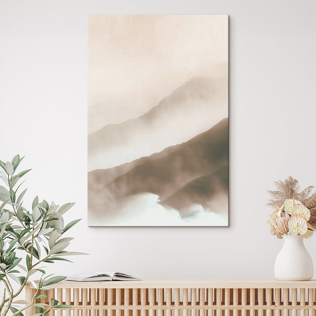 A foggy mountain range