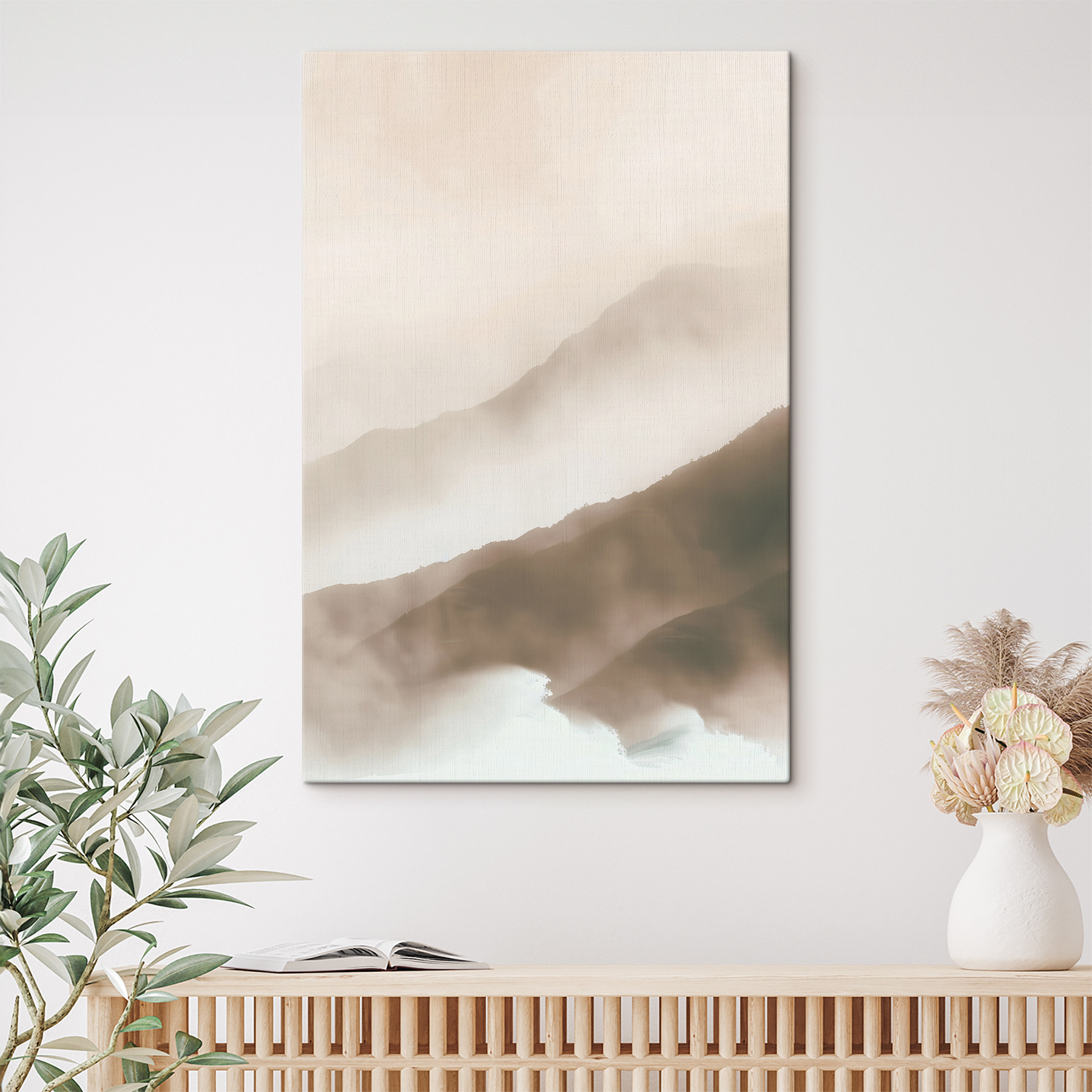 A foggy mountain range