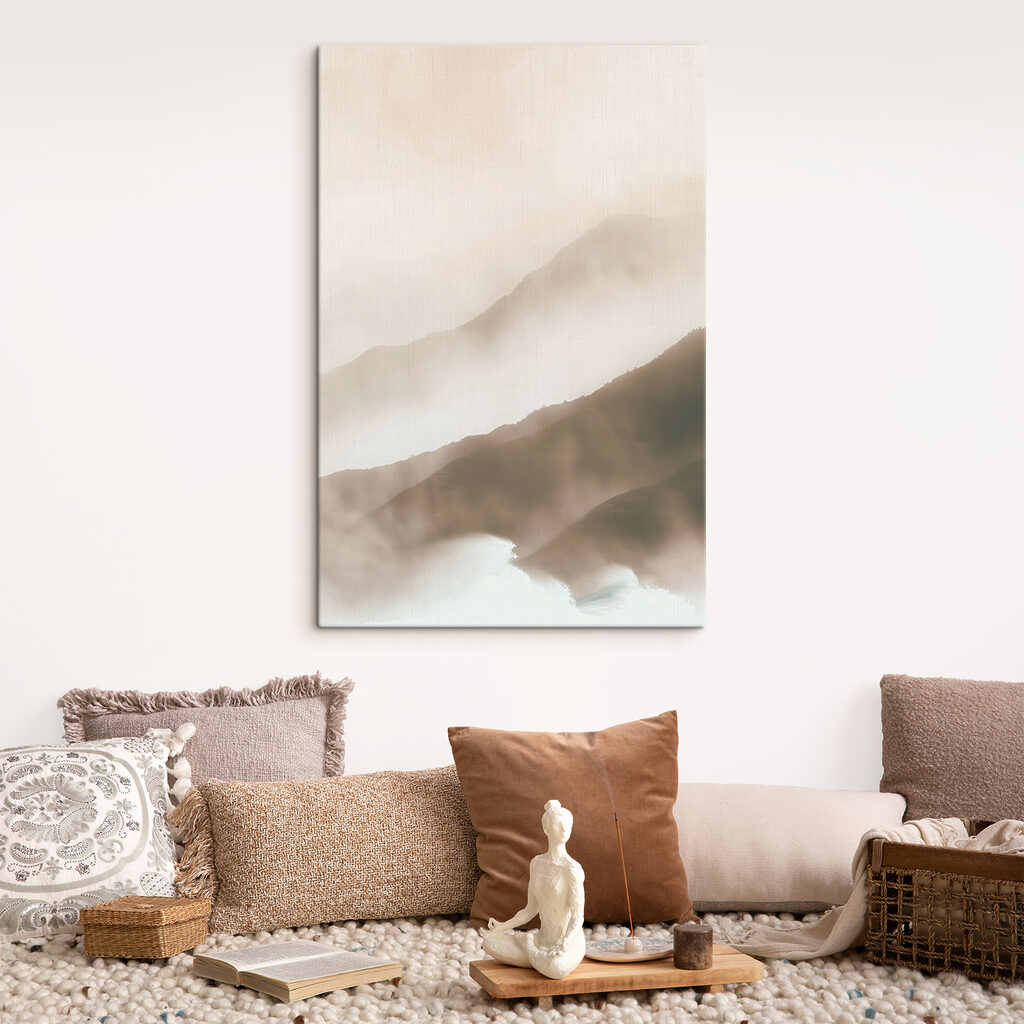 A foggy mountain range