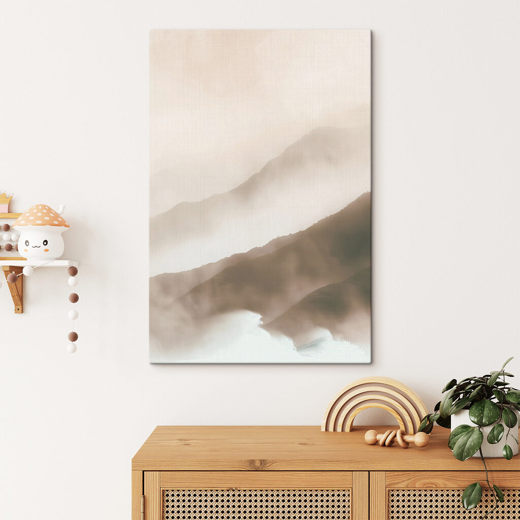 A foggy mountain range