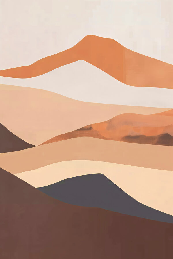 Een schilderij van een woestijnlandschap Een schilderij van een woestijnlandschap