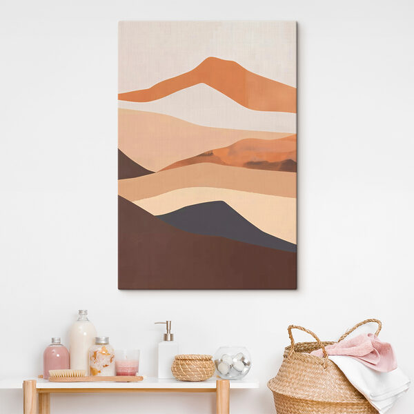 Een schilderij van een woestijnlandschap Een schilderij van een woestijnlandschap