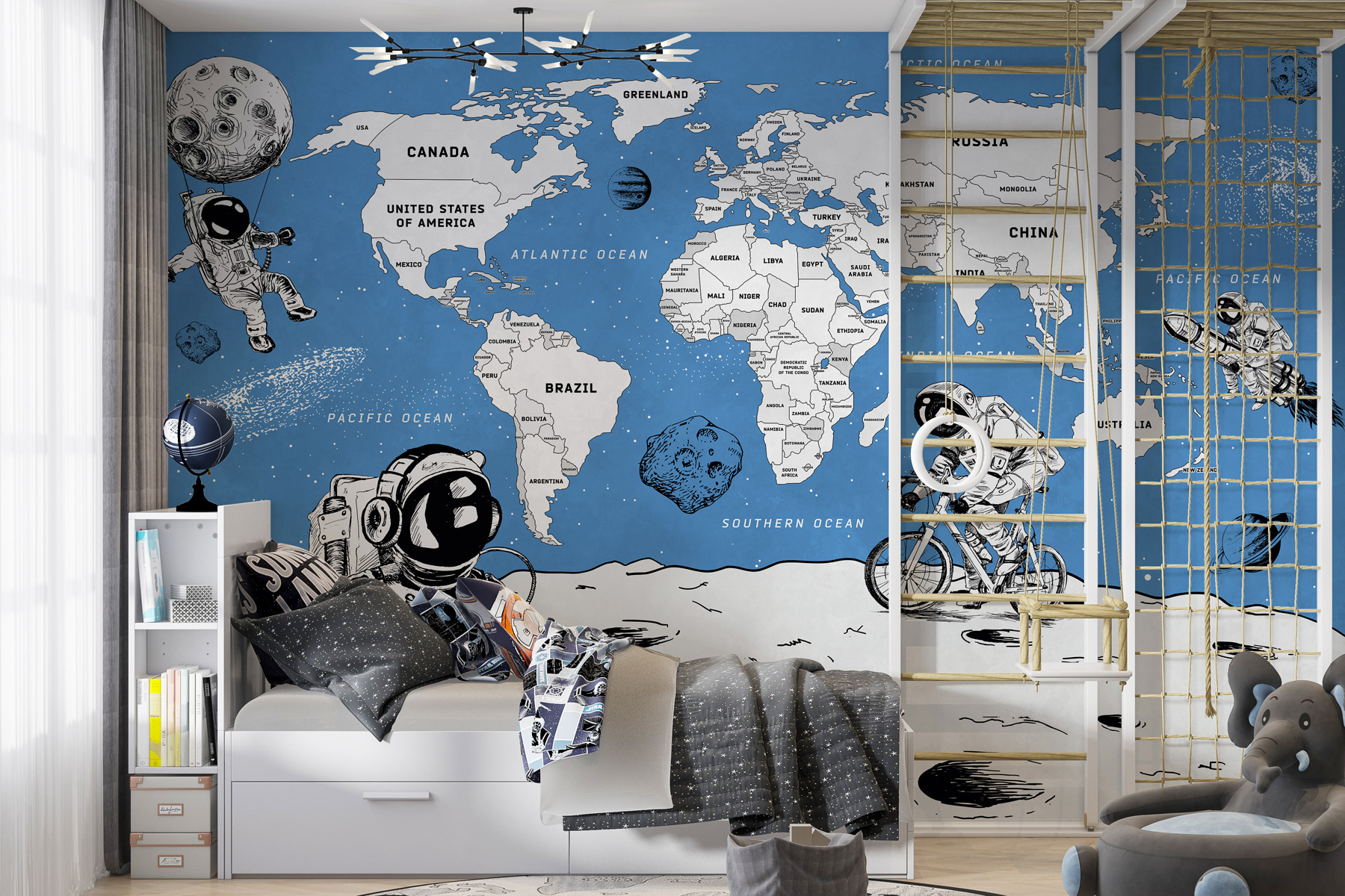 Een tekening van twee astronauten op de maan w00473v1pir1mr - Een tekening van twee astronauten op de maan - tegory