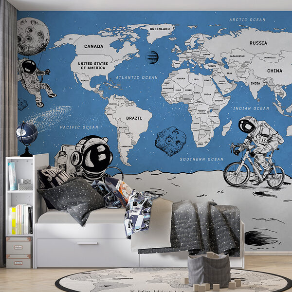 Een tekening van twee astronauten op de maan Een tekening van twee astronauten op de maan