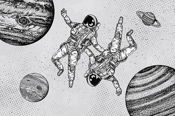w00630p 600x400 - Een tekening van astronauten in de ruimte - tegory