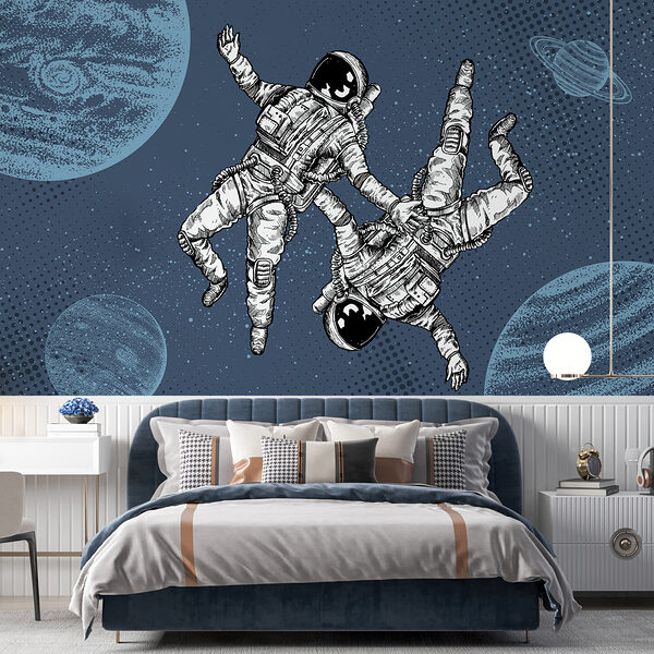 Twee astronauten zweven in de ruimte Twee astronauten zweven in de ruimte