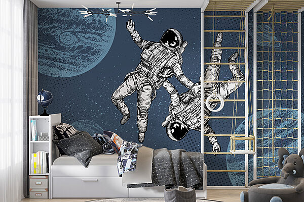Twee astronauten zweven in de ruimte Twee astronauten zweven in de ruimte
