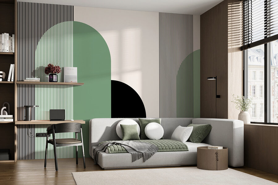 Groene en zwarte geometrische vormen