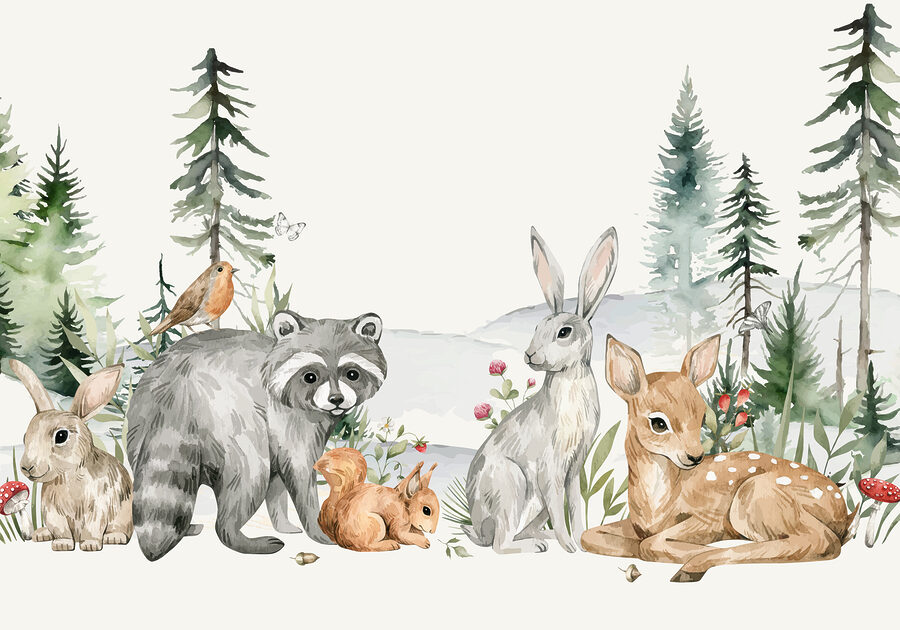 Een groep dieren in een bos