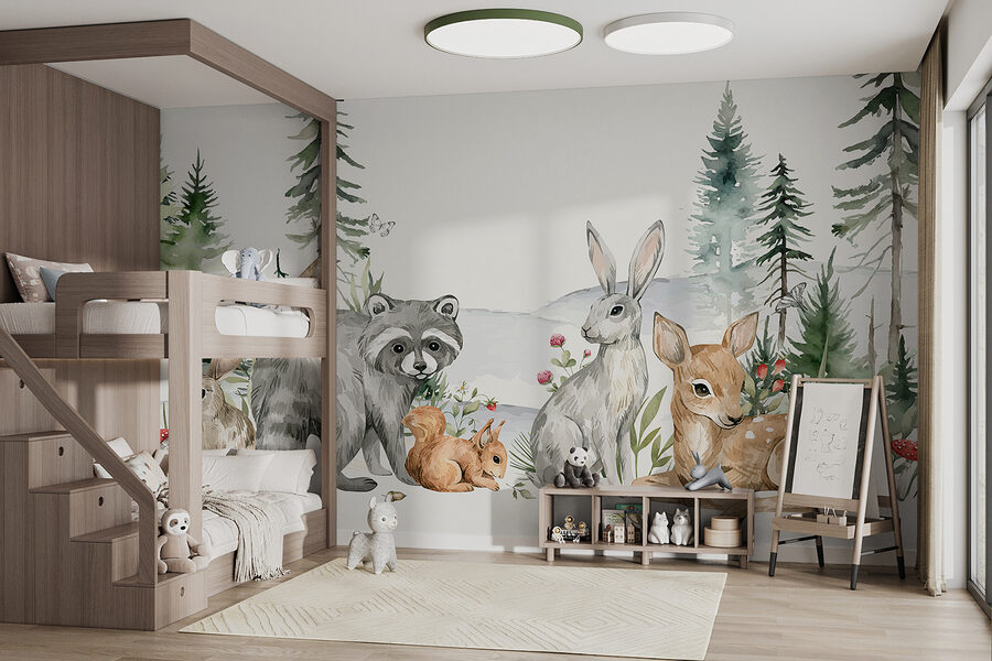 Een groep dieren in een bos
