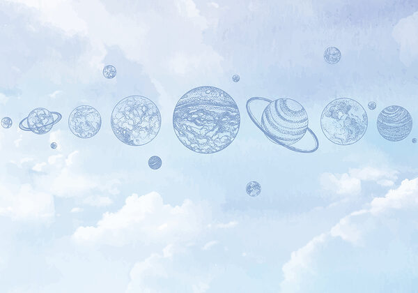 Een rij planeten aan de hemel Een rij planeten aan de hemel