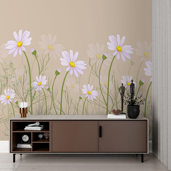 A group of flowers on stems