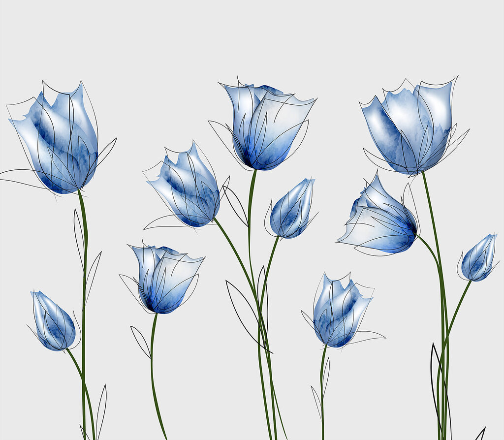 Een groep blauwe bloemen Een groep blauwe bloemen