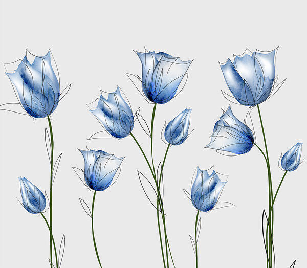 Een groep blauwe bloemen Een groep blauwe bloemen