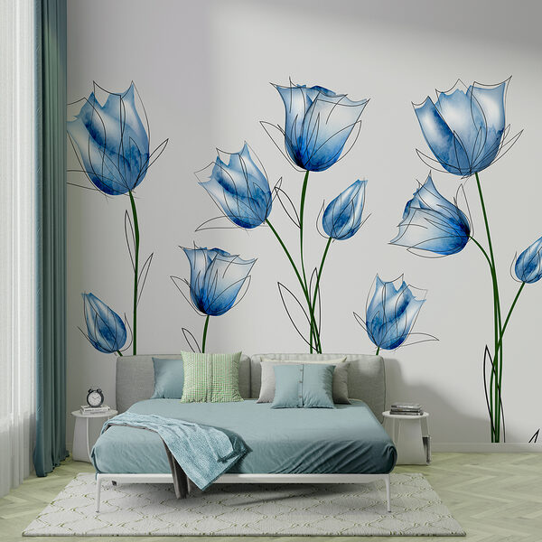 Een groep blauwe bloemen Een groep blauwe bloemen