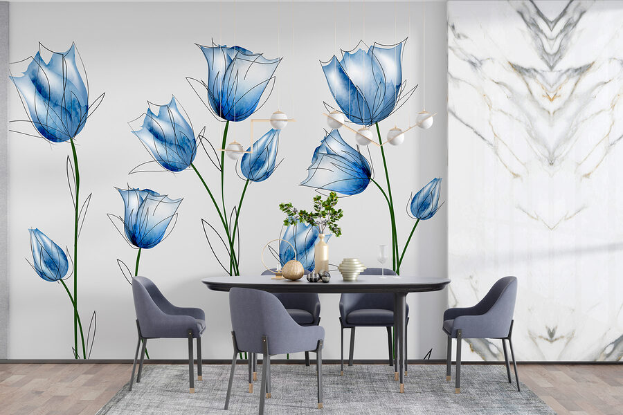 Een groep blauwe bloemen Een groep blauwe bloemen