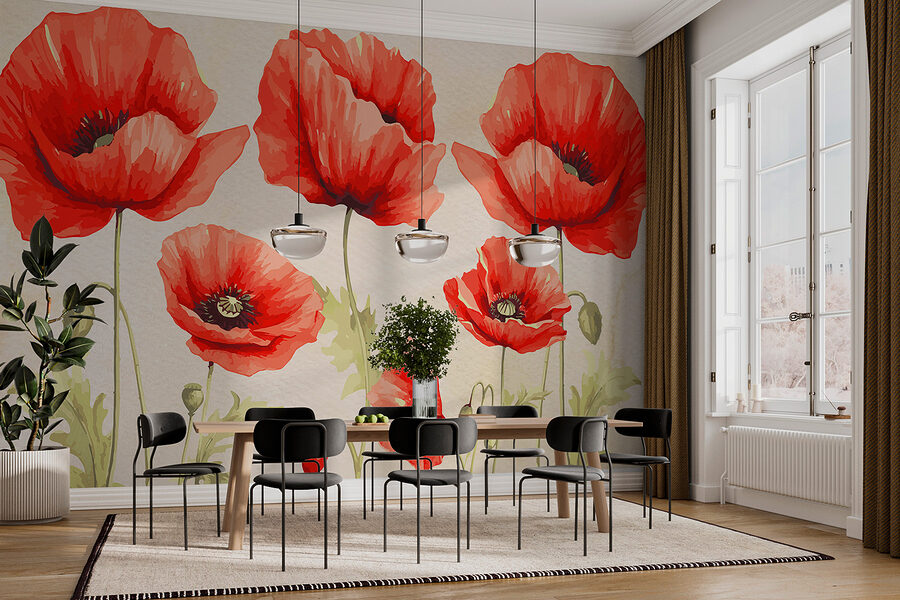 Een groep rode bloemen Een groep rode bloemen
