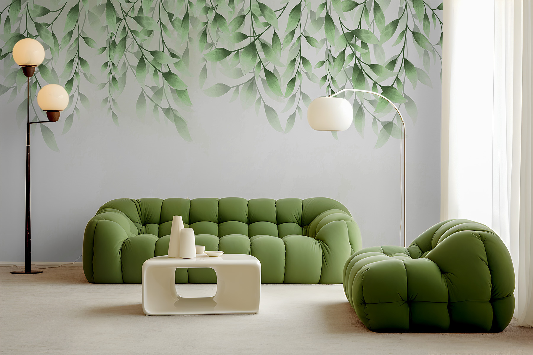 A green leaves on a white background A green leaves on a white background