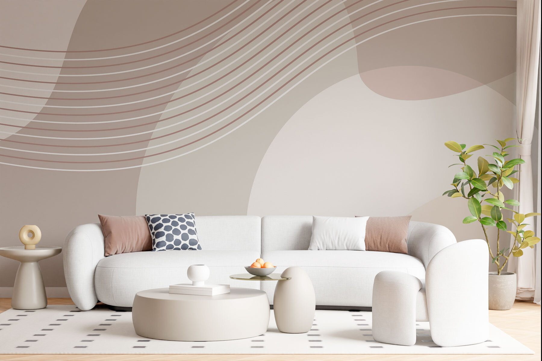 A white and brown lines and circles