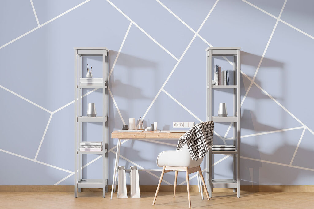 A white lines on a blue background