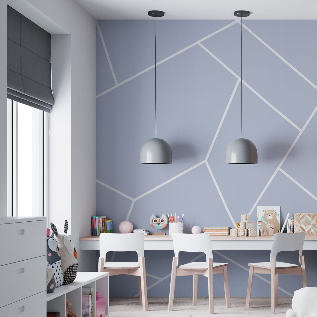 A white lines on a blue background