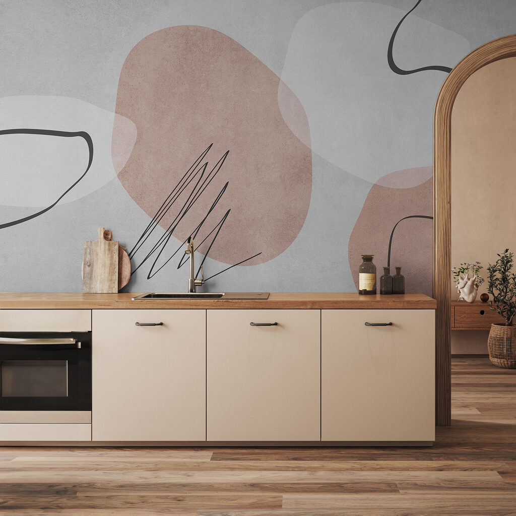 A white and pink background with black lines and circles