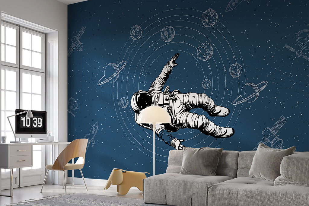 An astronaut floating in space An astronaut floating in space