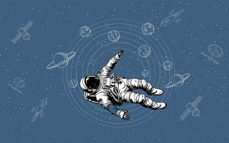 Een astronaut zwevend in de ruimte