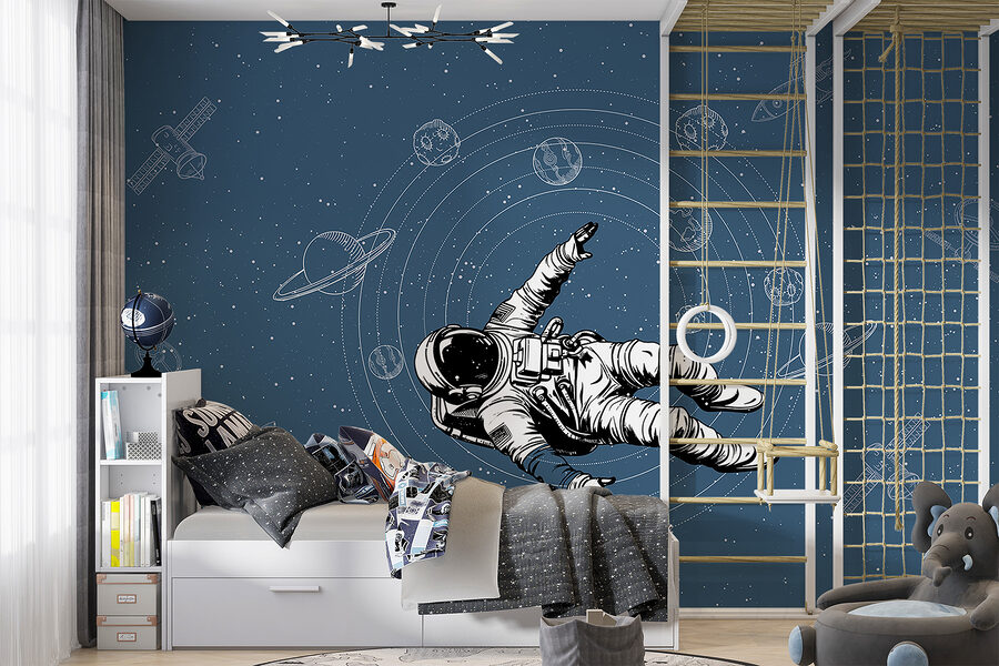 Een astronaut zwevend in de ruimte