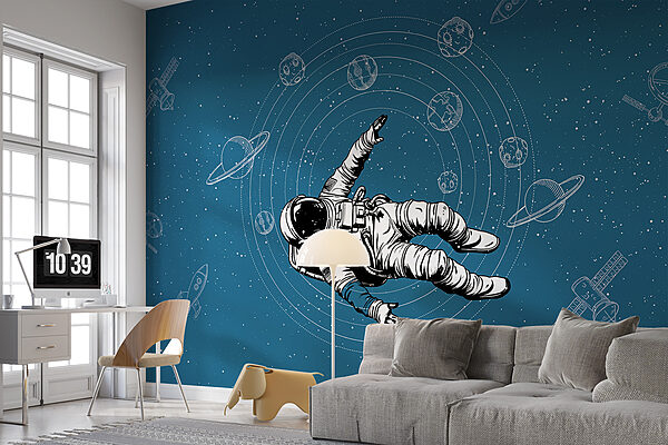 Een astronaut zwevend in de ruimte Een astronaut zwevend in de ruimte