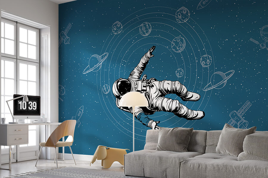 Een astronaut zwevend in de ruimte