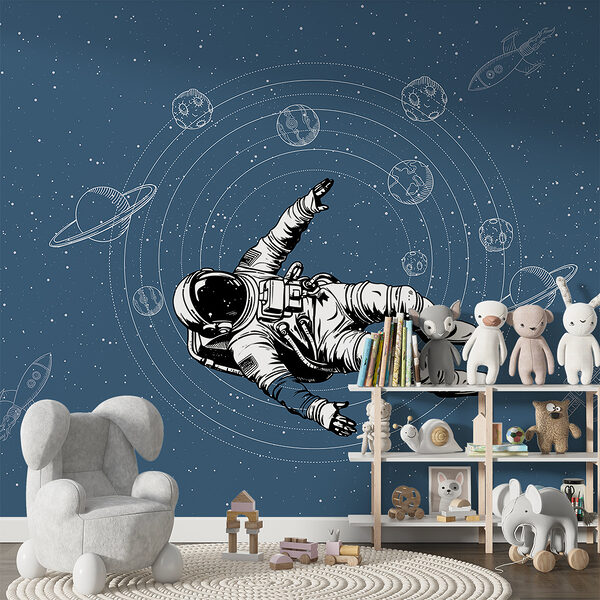 Een astronaut zwevend in de ruimte Een astronaut zwevend in de ruimte