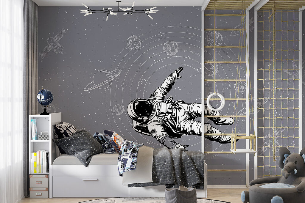 An astronaut floating in space