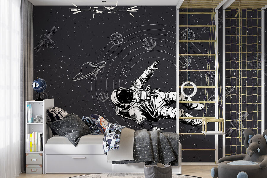 Een astronaut zwevend in de ruimte