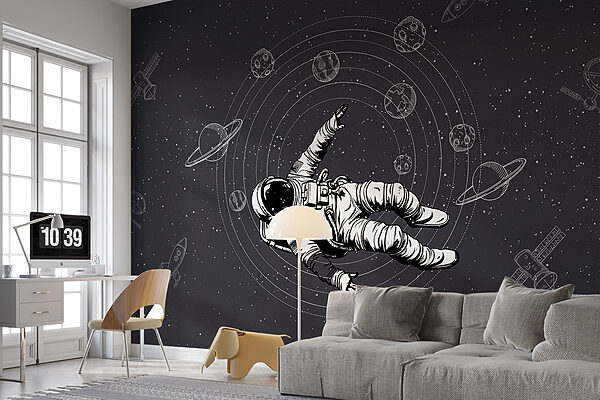 Een astronaut zwevend in de ruimte Een astronaut zwevend in de ruimte