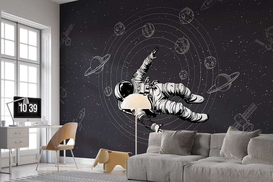 Een astronaut zwevend in de ruimte