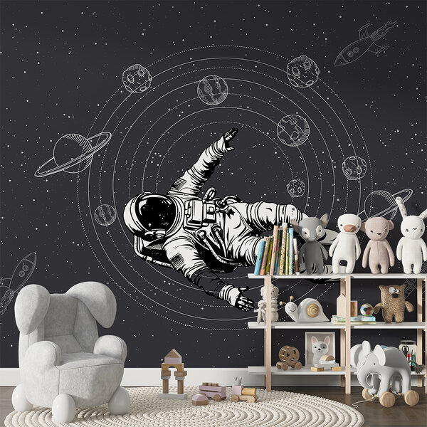 Een astronaut zwevend in de ruimte Een astronaut zwevend in de ruimte