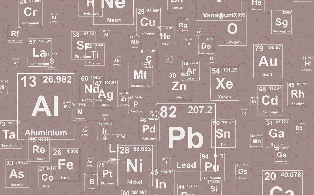 Een patroon van witte en zwarte periodiek systeem elementen Een patroon van witte en zwarte periodiek systeem elementen