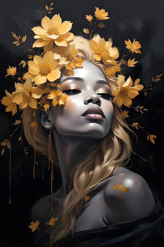 A woman with flowers in her hair
