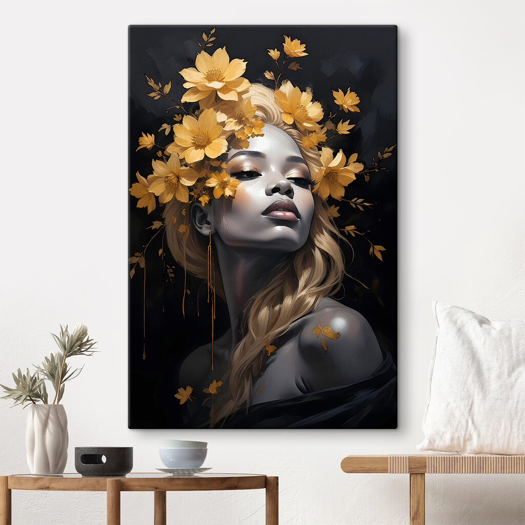 A woman with flowers in her hair