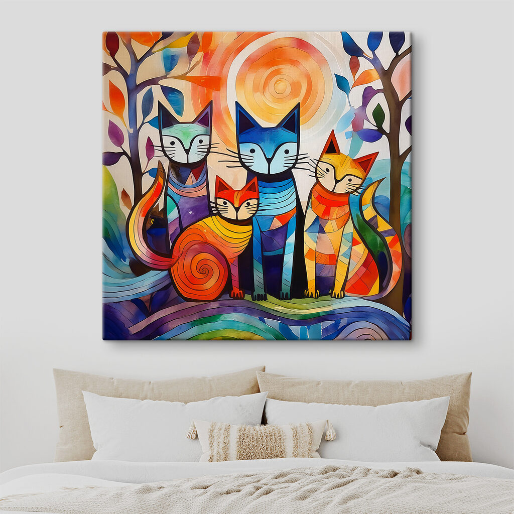 A group of cats in a group