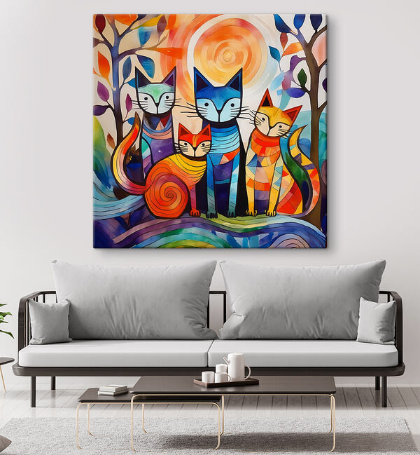 A group of cats in a group