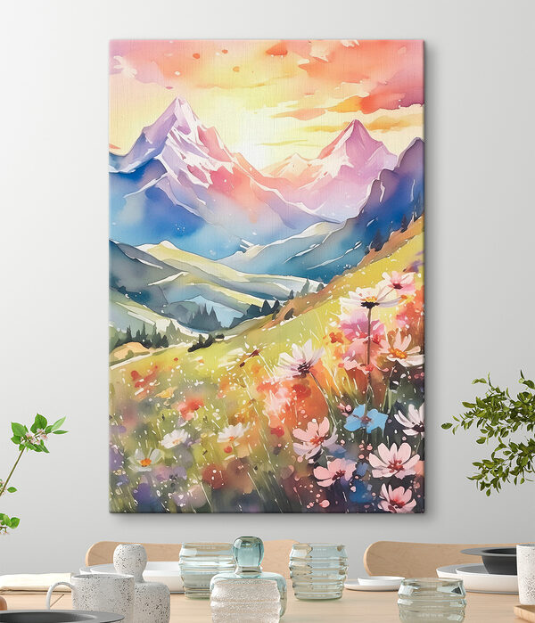 A painting of a mountain range A painting of a mountain range