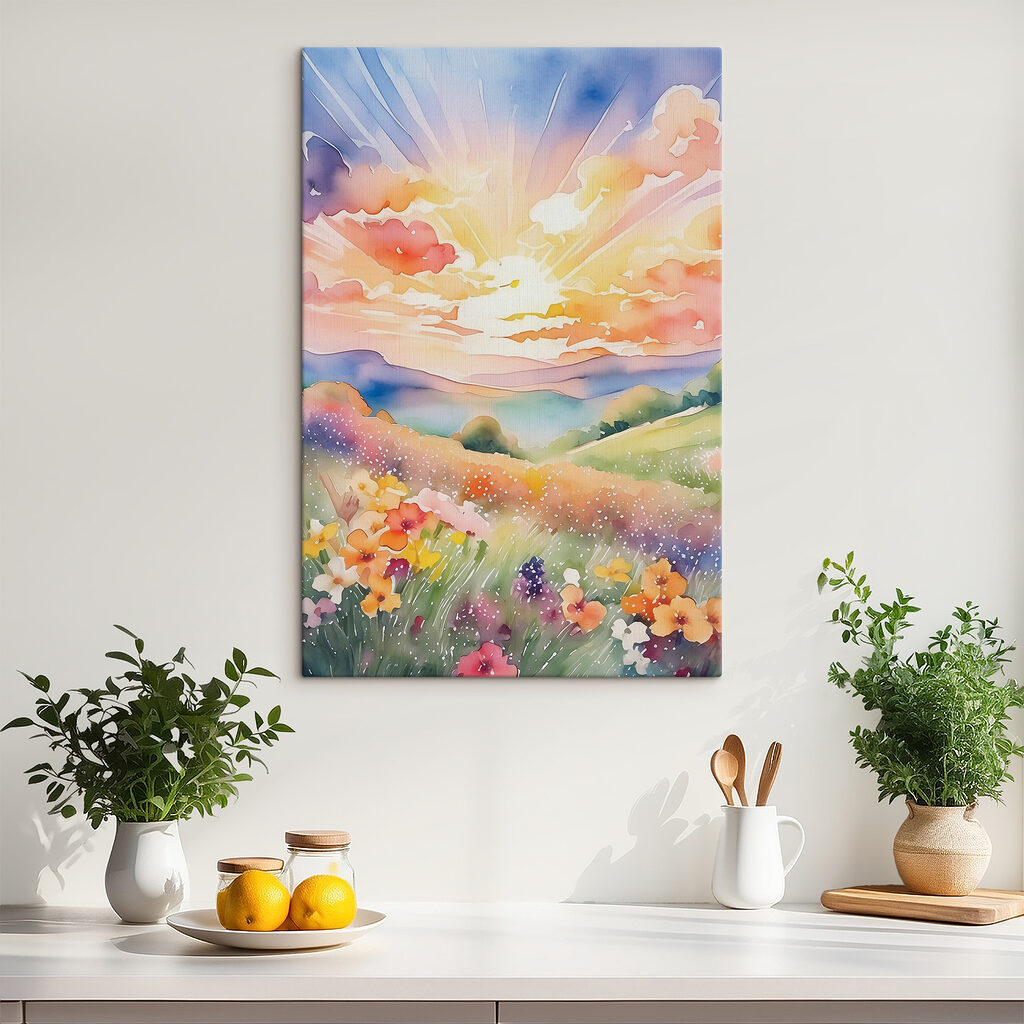 A painting of a field of flowers