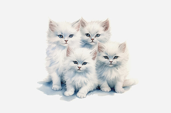Een groep witte kittens Een groep witte kittens