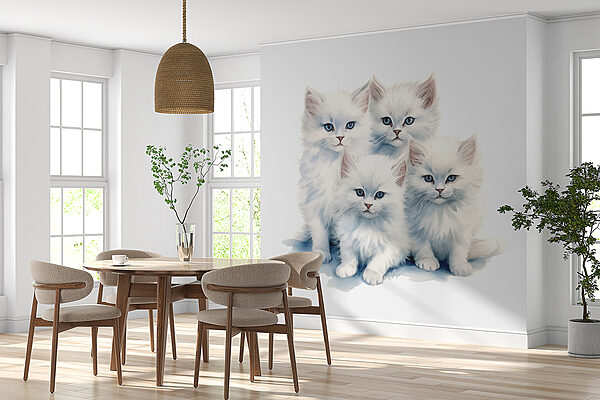Een groep witte kittens Een groep witte kittens