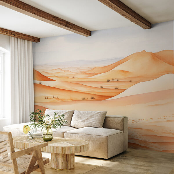 Een woestijnlandschap met zandduinen Een woestijnlandschap met zandduinen