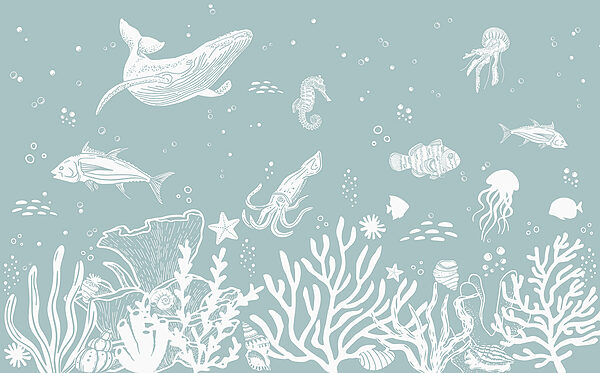 Een witte omtrek van zeedieren Een witte omtrek van zeedieren