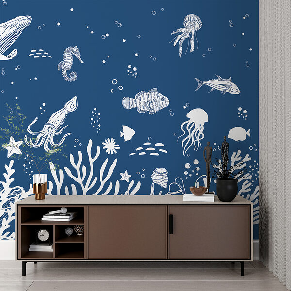 Een witte omtrek van zeedieren Een witte omtrek van zeedieren