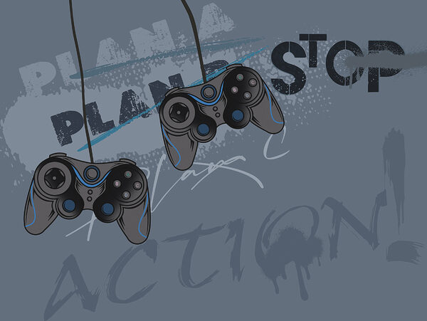 Een videogamecontroller van een snoer Een videogamecontroller van een snoer